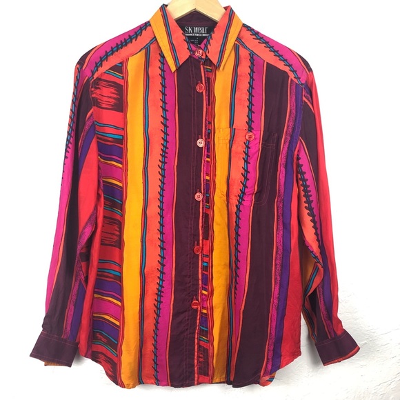 90s 100% Silk Shirt - Picture 1 of 8
